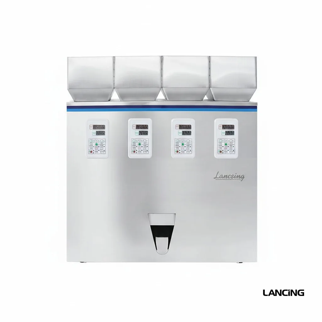 Multi-hopper granule and powder weighing filler for dry-product applications